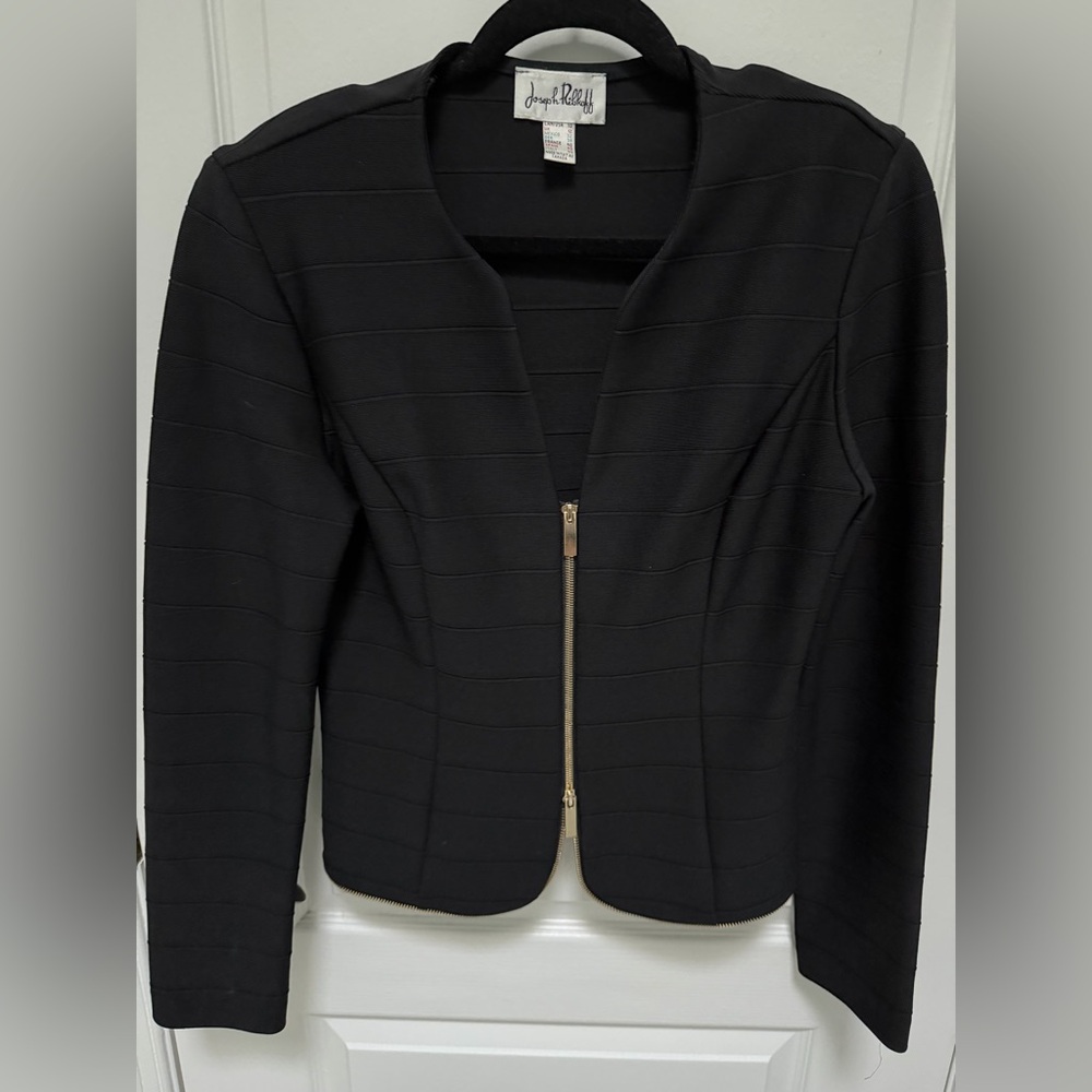 Joseph Ribkoff Black Women's Jacket, Zipper Accents, Size 10, Long Sleeve